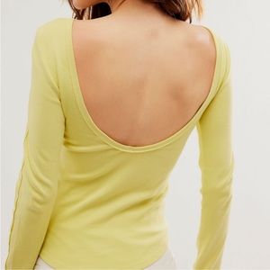 FREE PEOPLE Unapologetic Long Sleeve Tee In Lemongrass (Yellow) Siz S/M ✨NWT✨